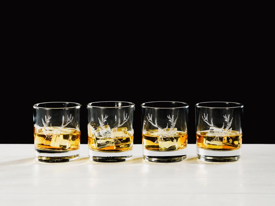 Stag Engraved Style Glass Tumbler Gift Set (Set of 4) 1